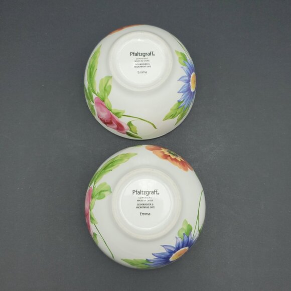 Pfaltzgraff Emma Dessert Bowls Colorful Floral Fruit Sauce Dip Bowls - Picture 7 of 8